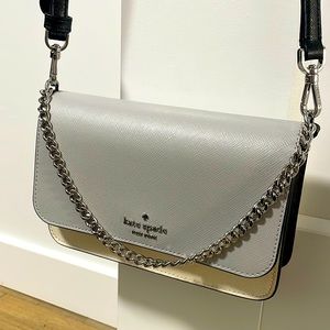 Kate spade Madison Small Flap Crossbody in light blue and off white